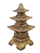 gartendekoparadies.de Gartenfigur Steinlampe Pagode Japanische Steinlaterne 46 cm Gold Bild 1