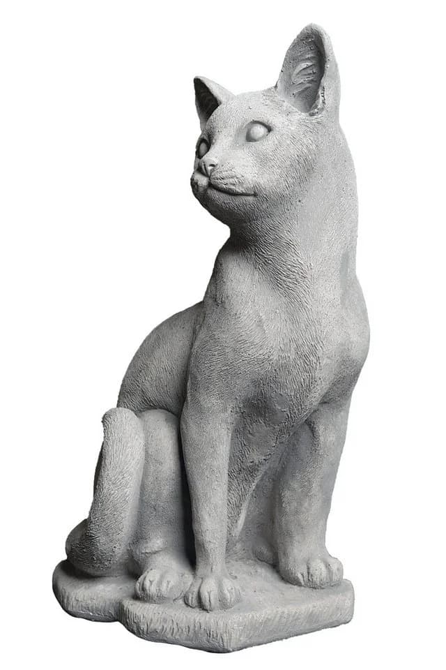 gartendekoparadies.de Gartenfigur Stehende Katze Grau Stein