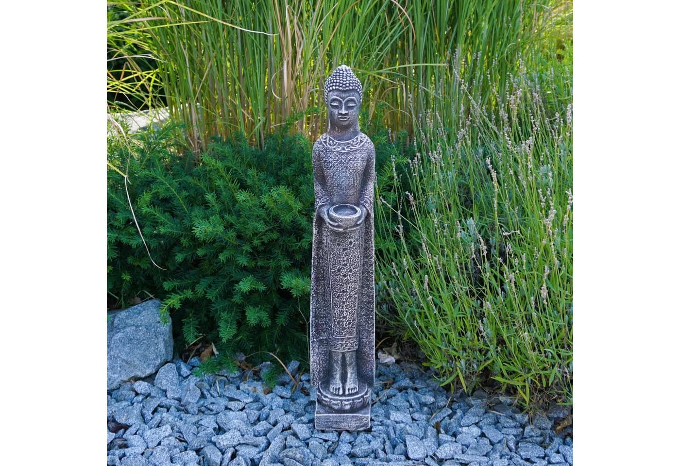 gartendekoparadies.de Schlanke Buddha Statue Steinfigur Frostsicher - Bild 2