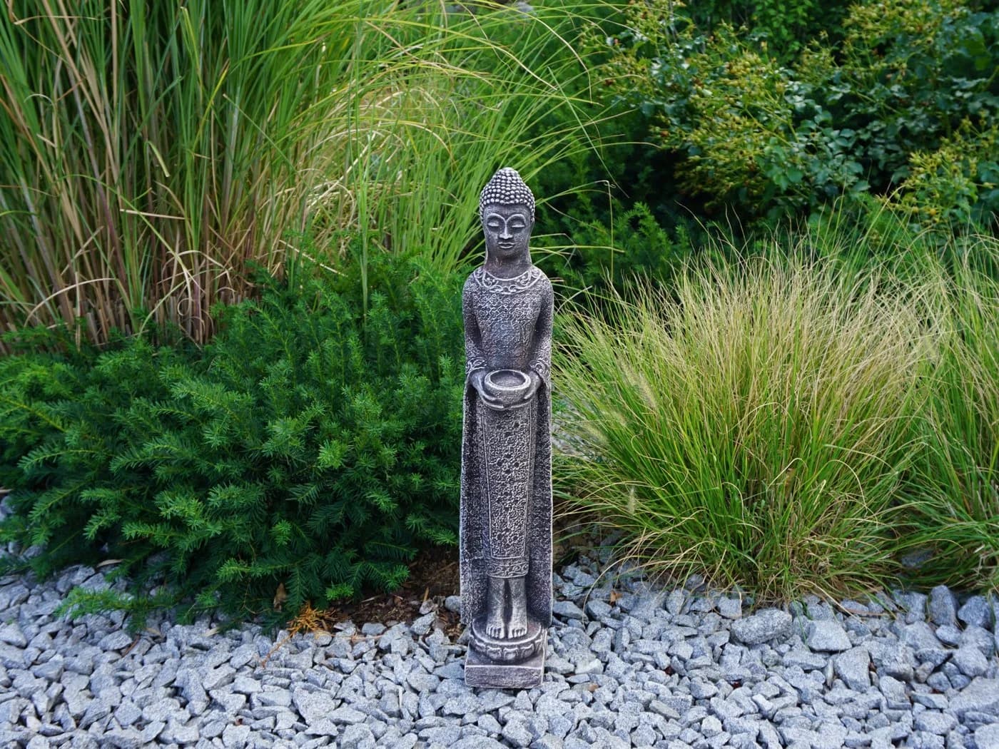 gartendekoparadies.de Schlanke Buddha Statue Steinfigur Frostsicher - Bild 4