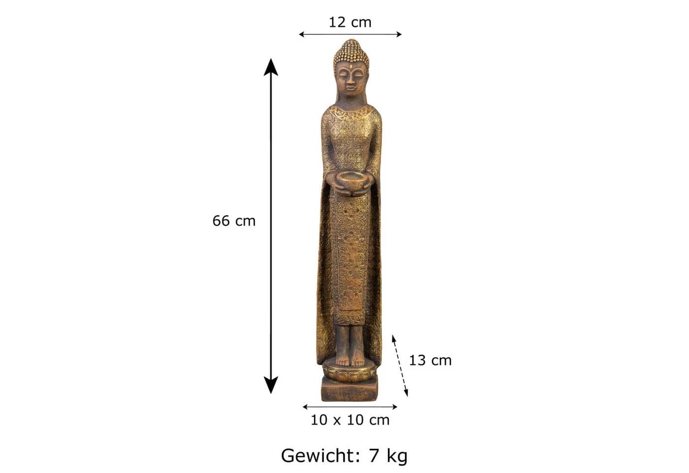 gartendekoparadies.de Schlanke Buddha Statue Steinfigur Gold Frostsicher - Bild 5