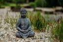 gartendekoparadies.de Sitzende Buddha Statue Stein Figur Bronze Grau Frostsicher Bild 3