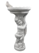 Gartenfigur Junge mit großer Vogeltränke, Steinfigur 54 cm, 18 kg, Frostsicher Bild 1