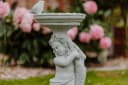 Gartenfigur Junge mit großer Vogeltränke, Steinfigur 54 cm, 18 kg, Frostsicher Bild 3