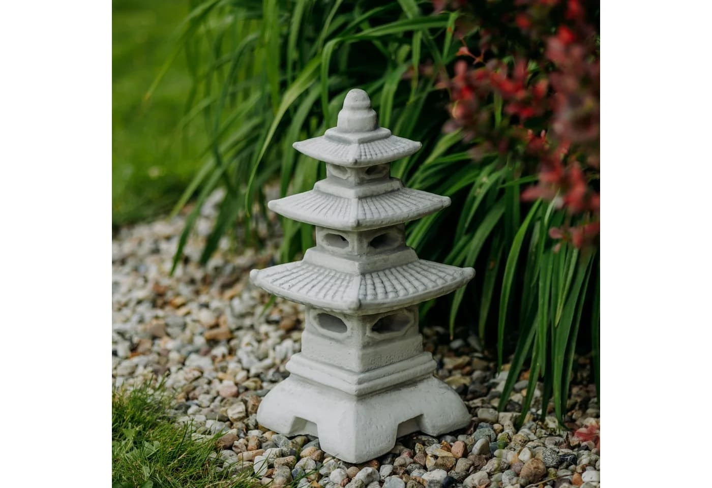 gartendekoparadies.de Gartenfigur Steinlampe Pagode japanische Steinlaterne 46 cm 14 kg Frostsicher - Bild 2