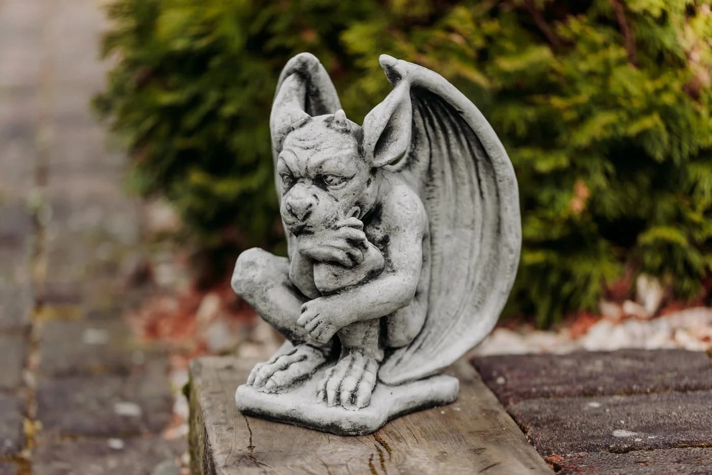 gartendekoparadies.de Gargoyle Statue Nachdenklich Steinfigur 27 cm - Bild 5