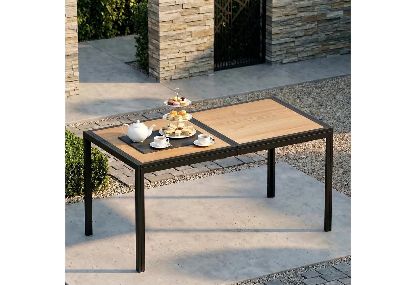 TLGREEN Gartentisch DPC Schwarz 150x80 cm