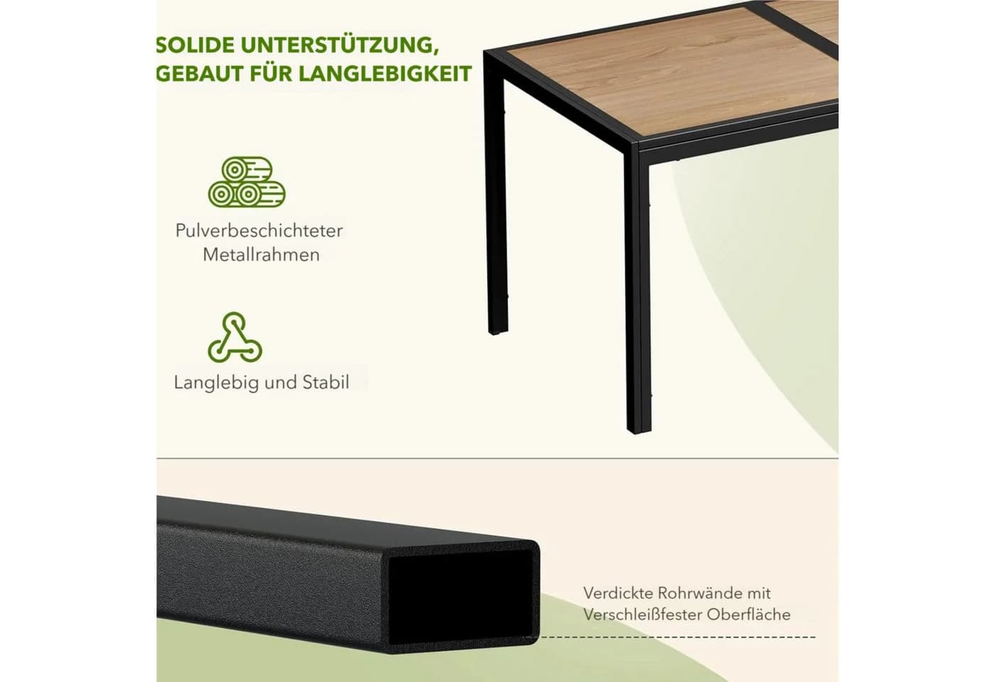 TLGREEN Gartentisch DPC Schwarz 150x80 cm - Bild 5