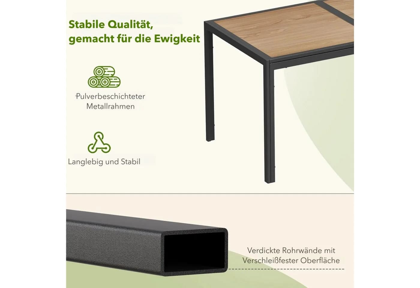 TLGREEN Gartentisch Grau DPC mit Metallgestell - Bild 5