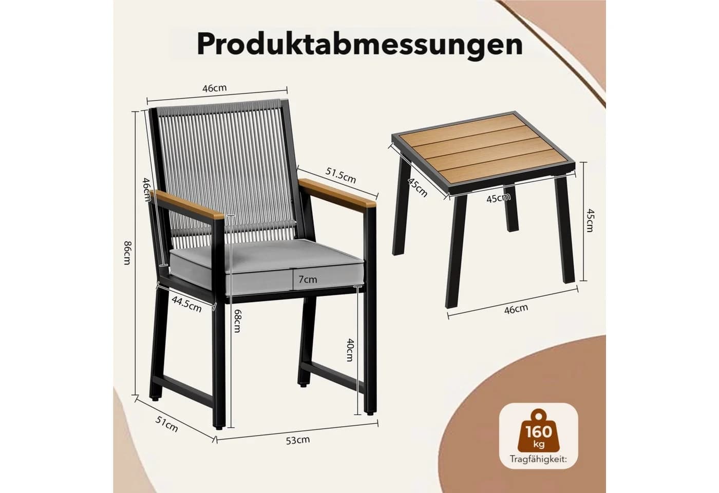 TLGREEN Gartenlounge-Set 3-tlg. Grau Metall & Rattan mit Kissen