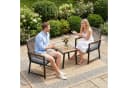 TLGREEN Gartenlounge-Set 3-tlg. Grau Metall & Rattan mit Kissen Bild 5