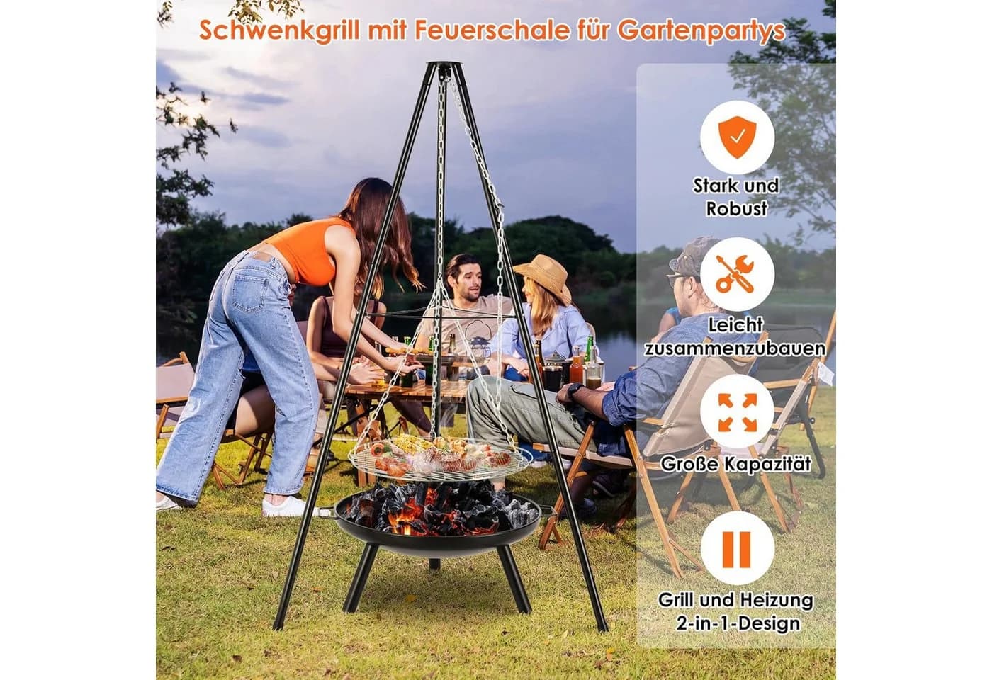 Feuerschale und Schwenkgrill Kombination