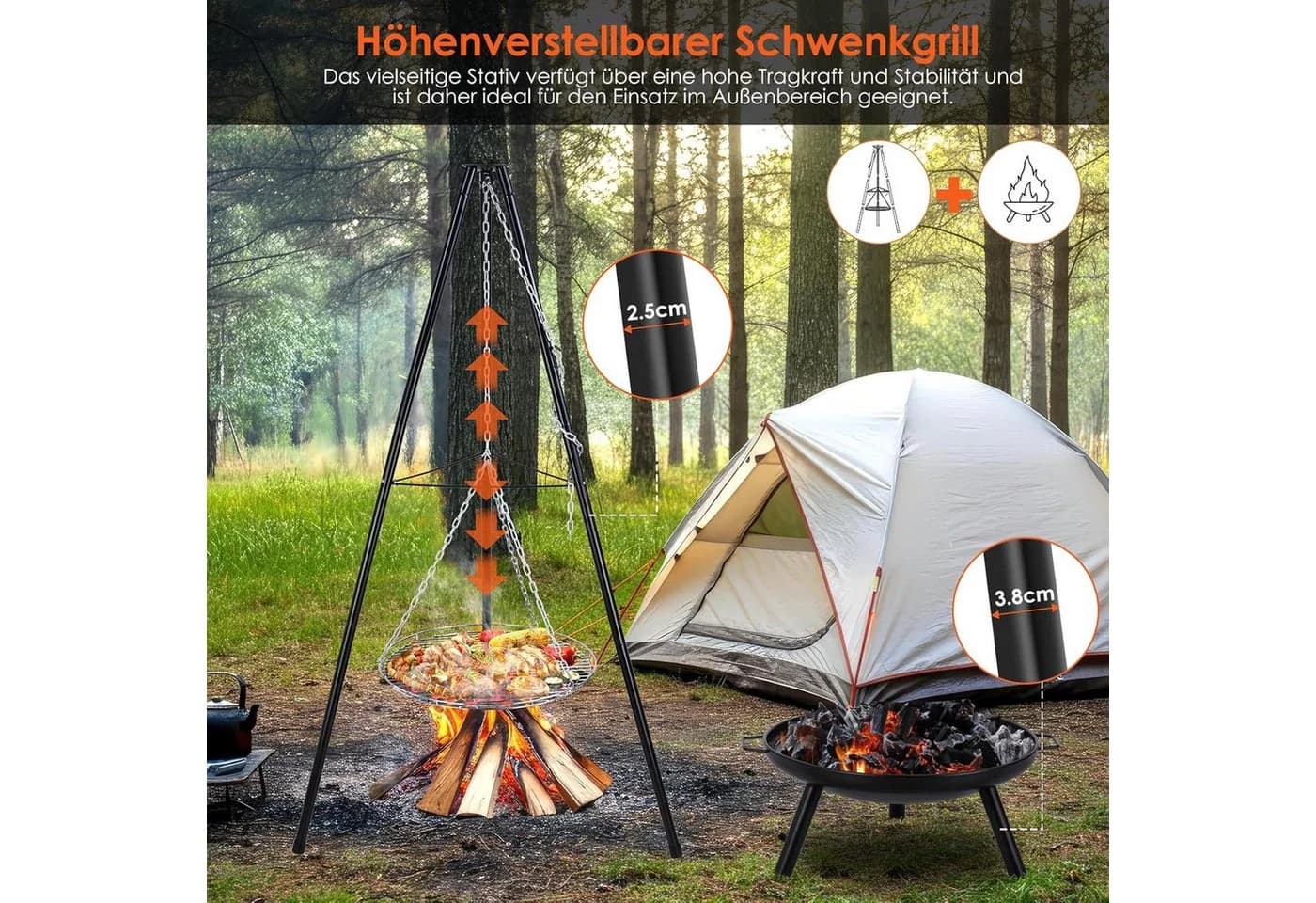 Feuerschale und Schwenkgrill Kombination - Bild 4