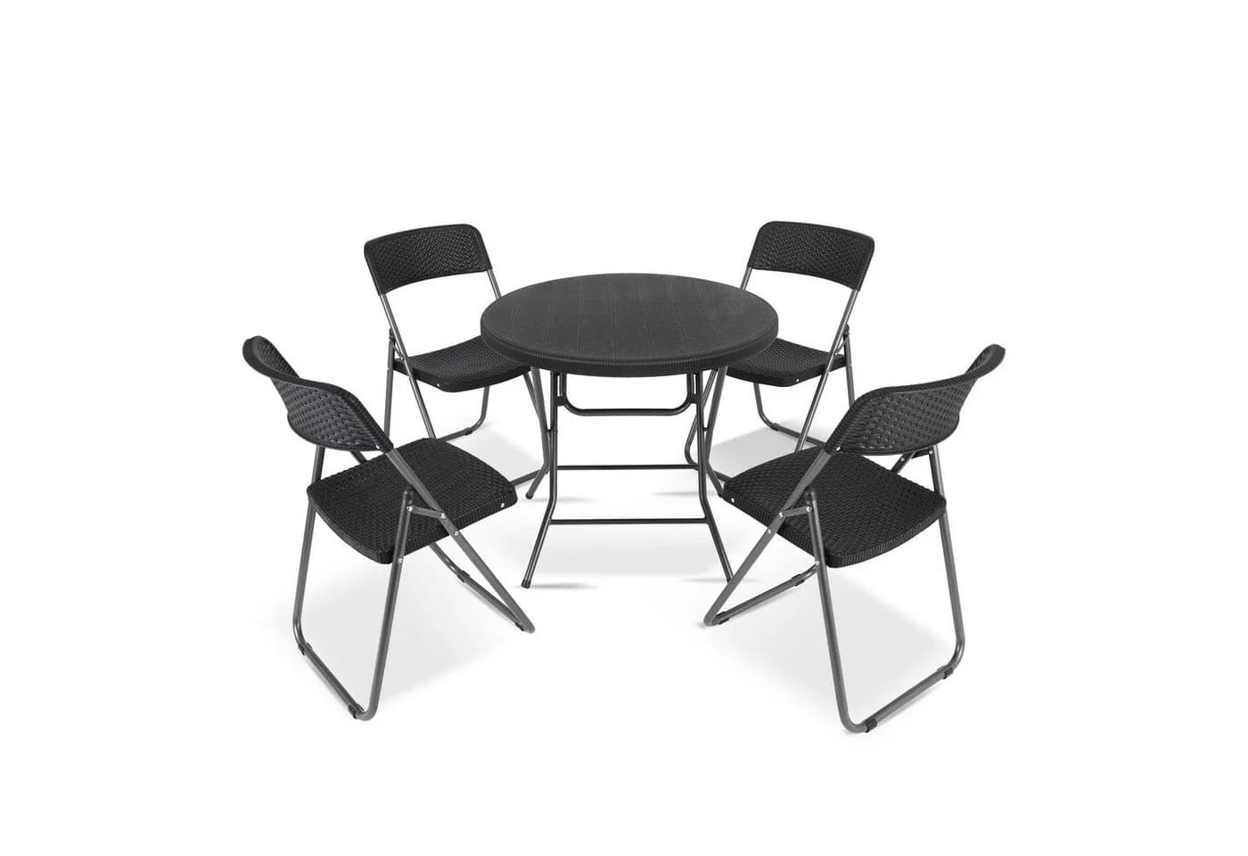 Sekey Garten-Essgruppe PE-Rattan 4 Personen Klappbar Schwarz - Bild 2