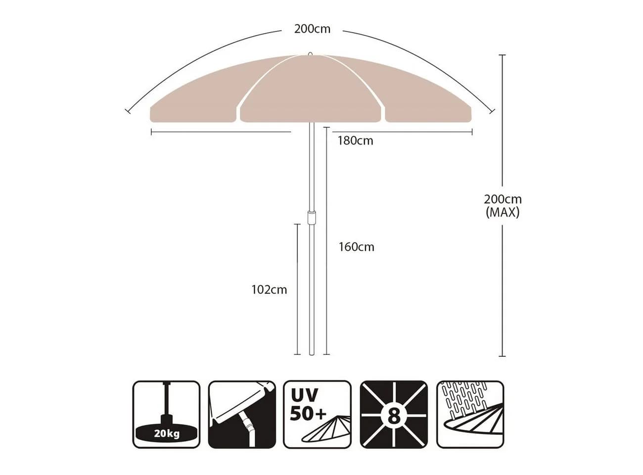 Sekey Balkonschirm 200 cm Sonnenschirm UV-Schutz 50+ - Bild 3
