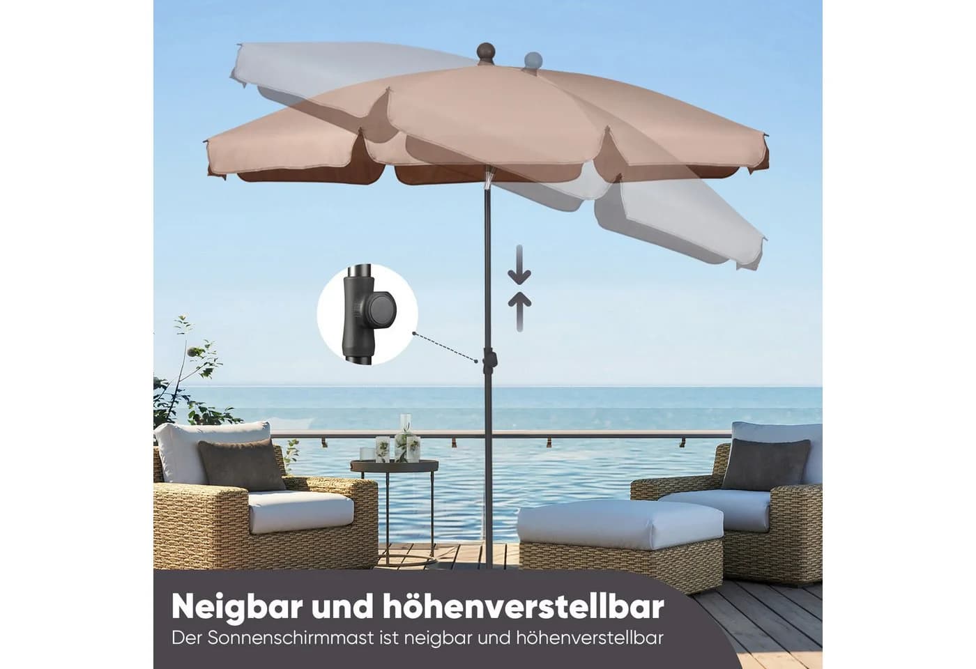 Sekey Balkonschirm 200 cm Sonnenschirm UV-Schutz 50+ - Bild 4