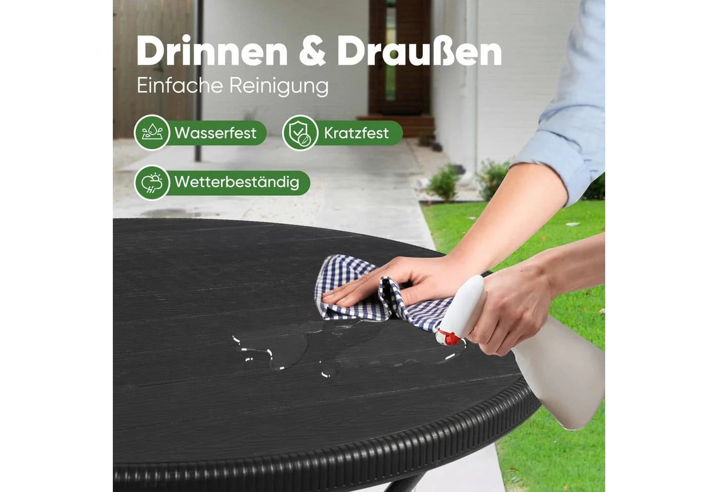 Sekey Garten-Essgruppe 5-teilig Klappbar Schwarz Polyrattan - Bild 5