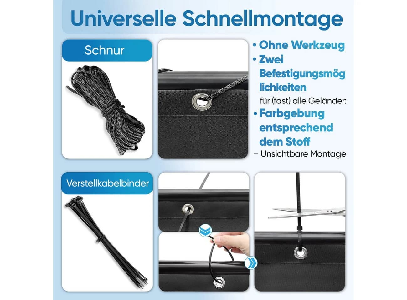 Sekey Balkonsichtschutz PES 300 x 75 cm Schwarz - Bild 4