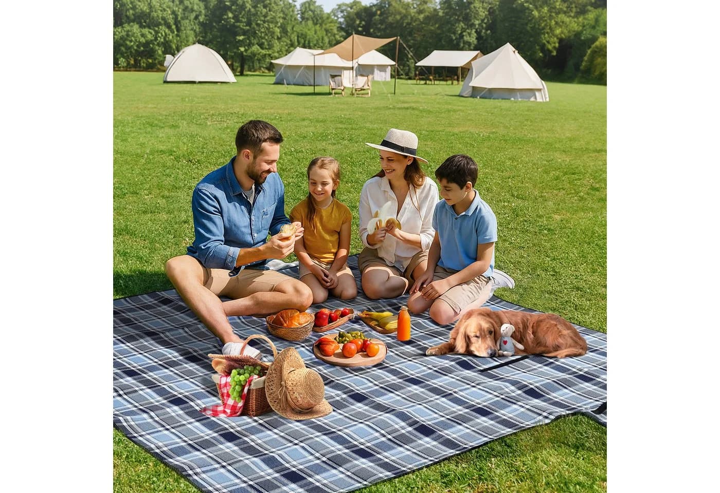 Sekey Picknickdecke 200x200 cm XXL Wasserdicht Blau - Bild 3