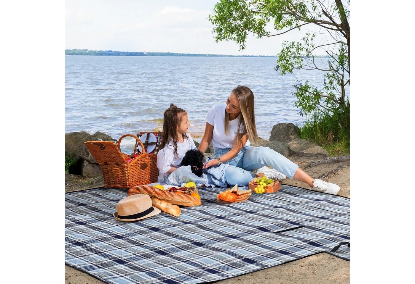 Sekey Picknickdecke 200x200 cm XXL Wasserdicht Blau - Bild 4