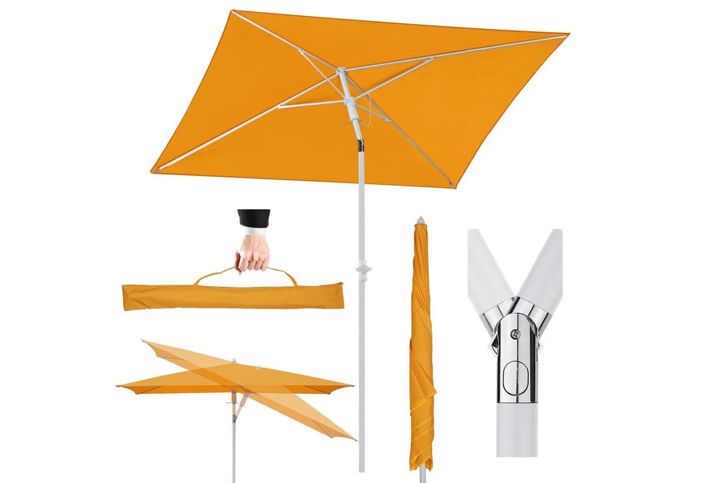 Sekey Sonnenschirm Rechteckig Orange UPF50+ Balkonschirm