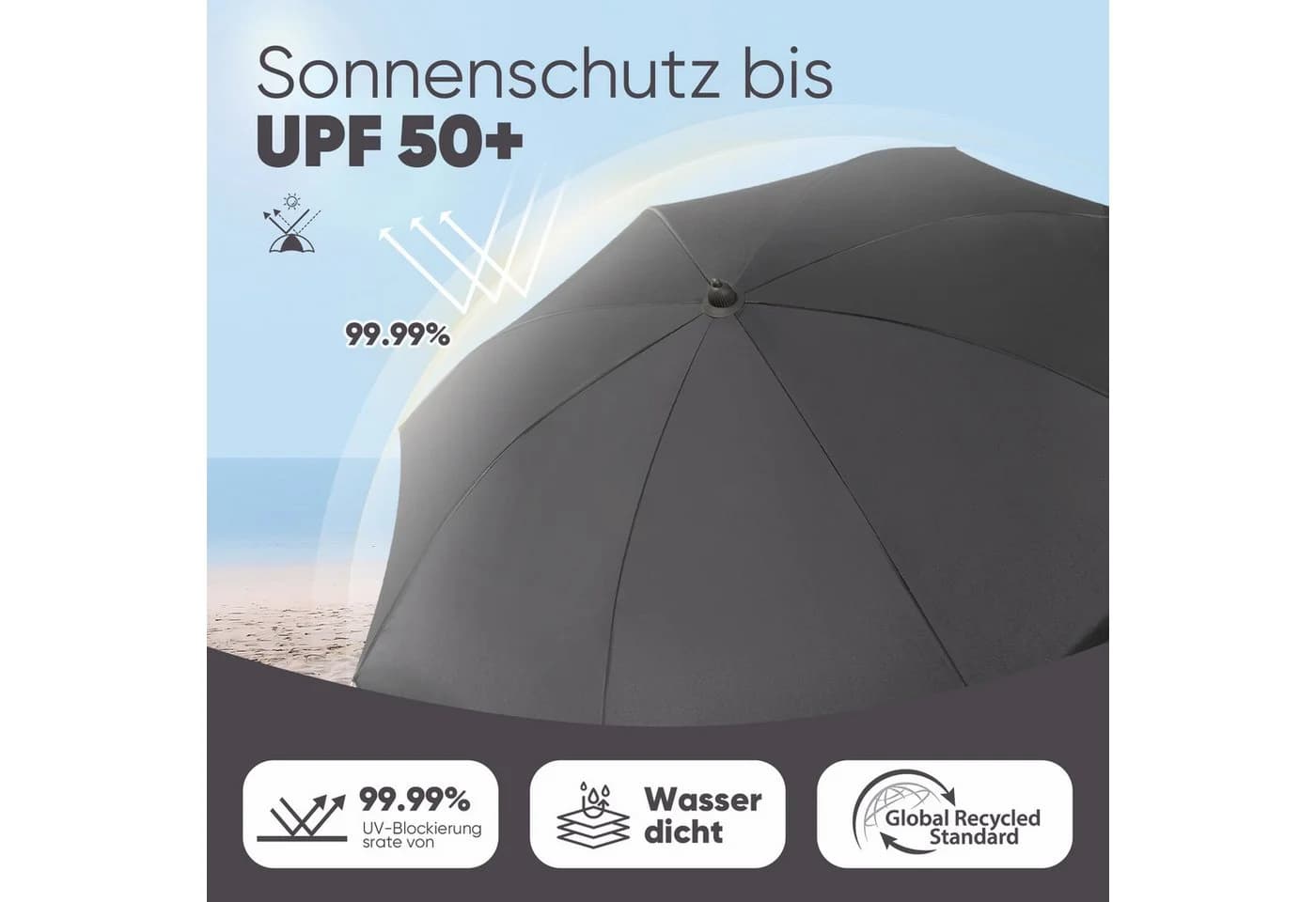 Sekey Sonnenschirm Ø180 cm Balkon UV-Schutz 50+ - Bild 4