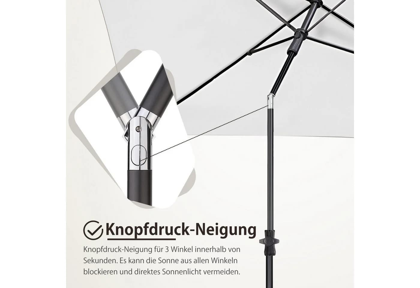 Sekey Sonnenschirm 210x140 cm Balkon UV50+ - Bild 3