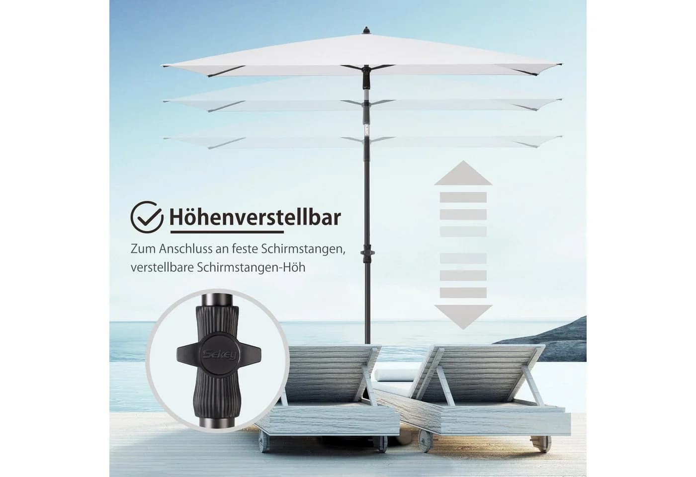 Sekey Sonnenschirm 210x140 cm Balkon UV50+ - Bild 4