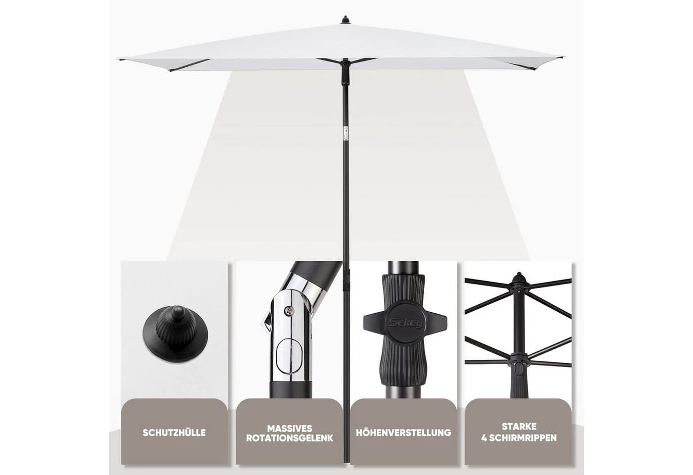 Sekey Sonnenschirm 210x140 cm Balkon UV50+ - Bild 5
