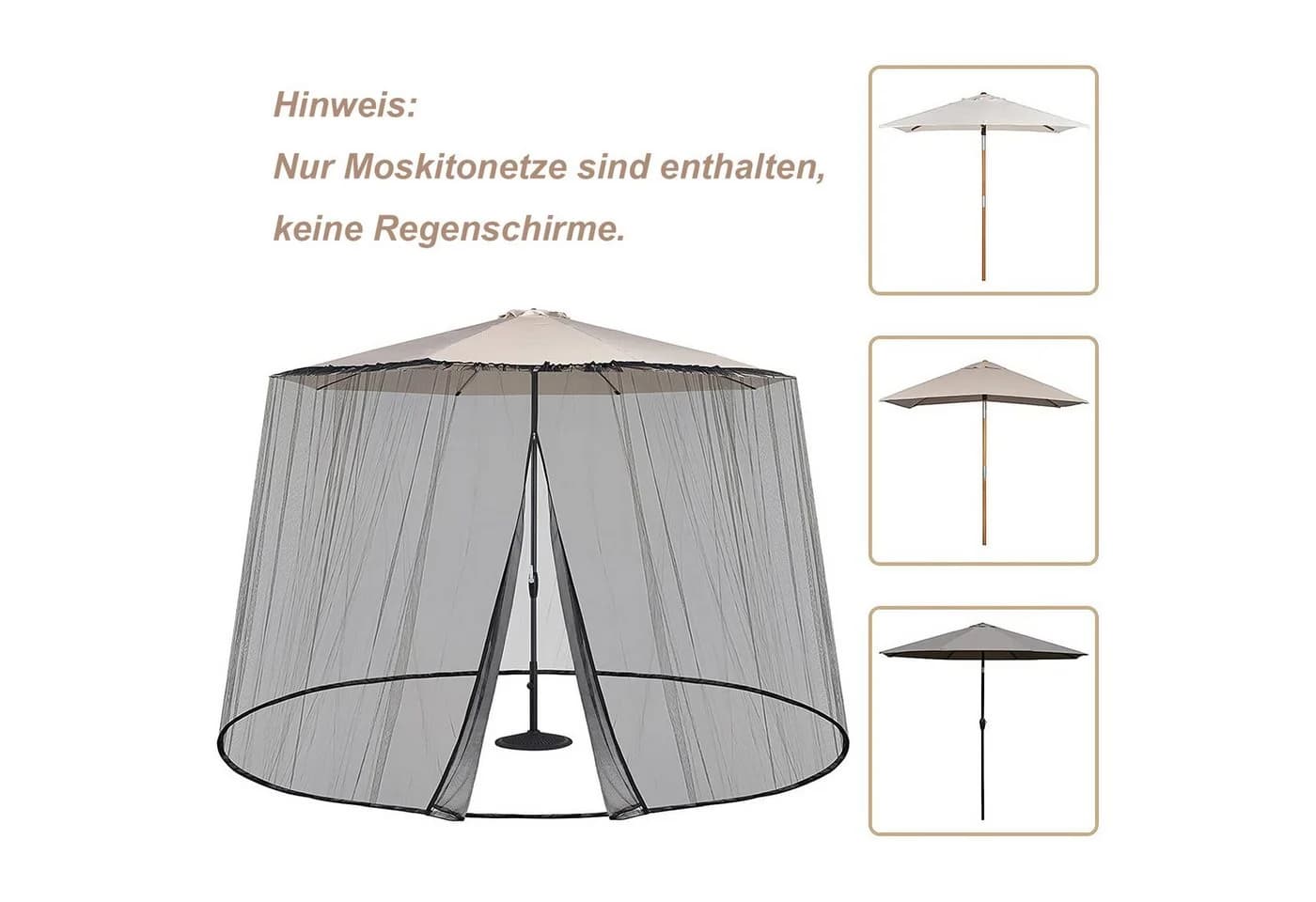 Sekey Moskitonetz Verstellbarer Insektenschutz für Sonnenschirme 250-300 cm - Bild 4
