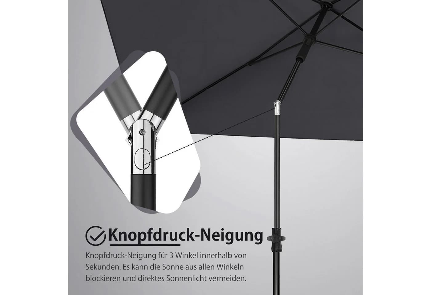 Sekey Sonnenschirm 210 x 140 cm Balkonschirm UV-Schutz 50+ - Bild 3