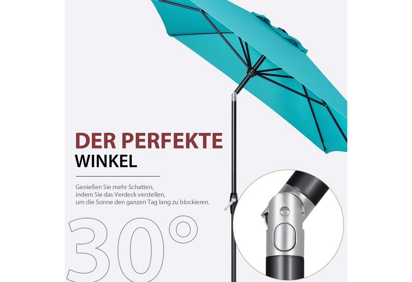 Sekey Sonnenschirm Rechteckig 3x2m mit Kurbel Türkis - Bild 5