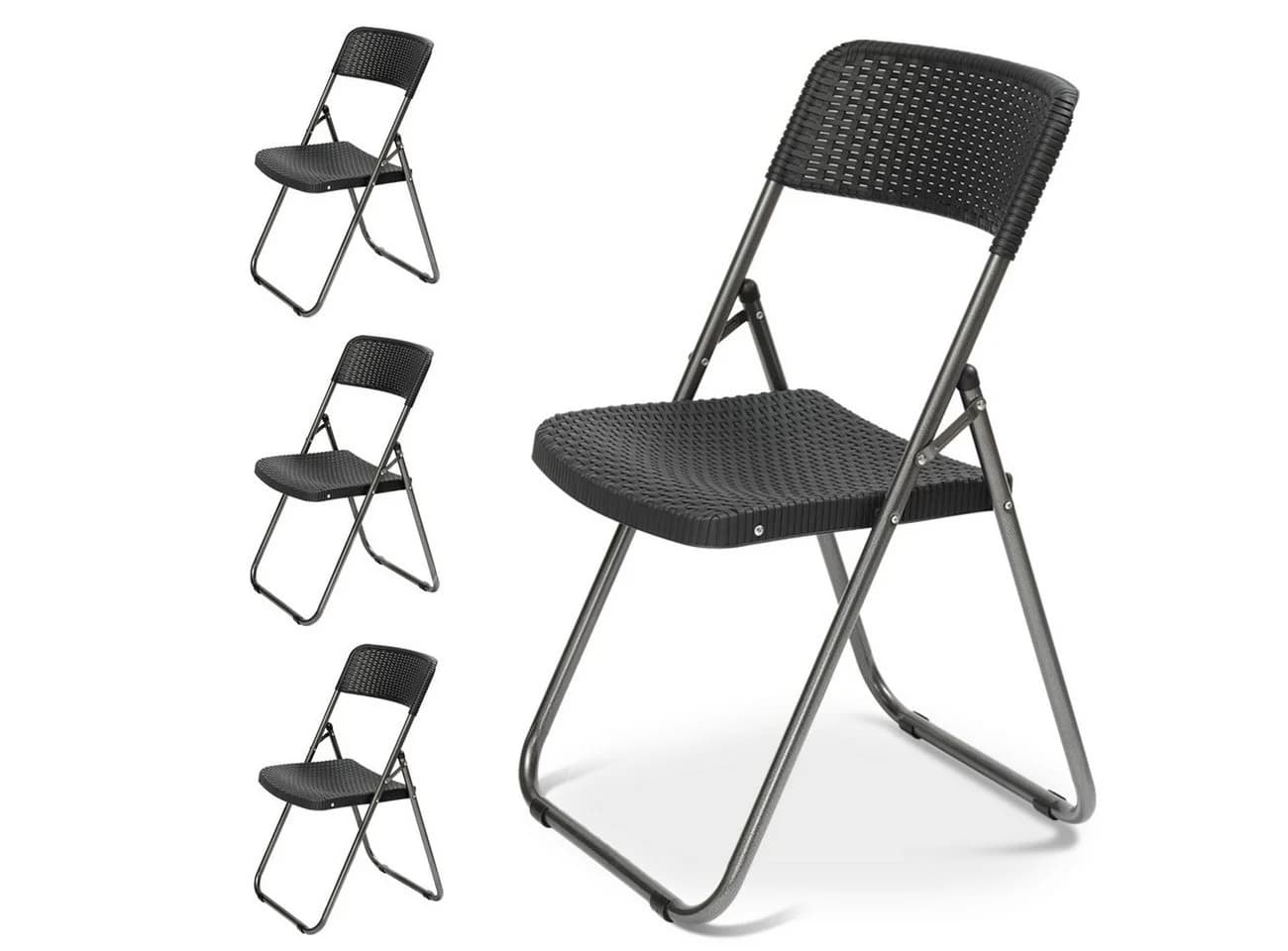 Sekey Klappstuhl Gartenstuhl Polyrattan, Campingstuhl Wasserdicht, Schwarz - Bild 2