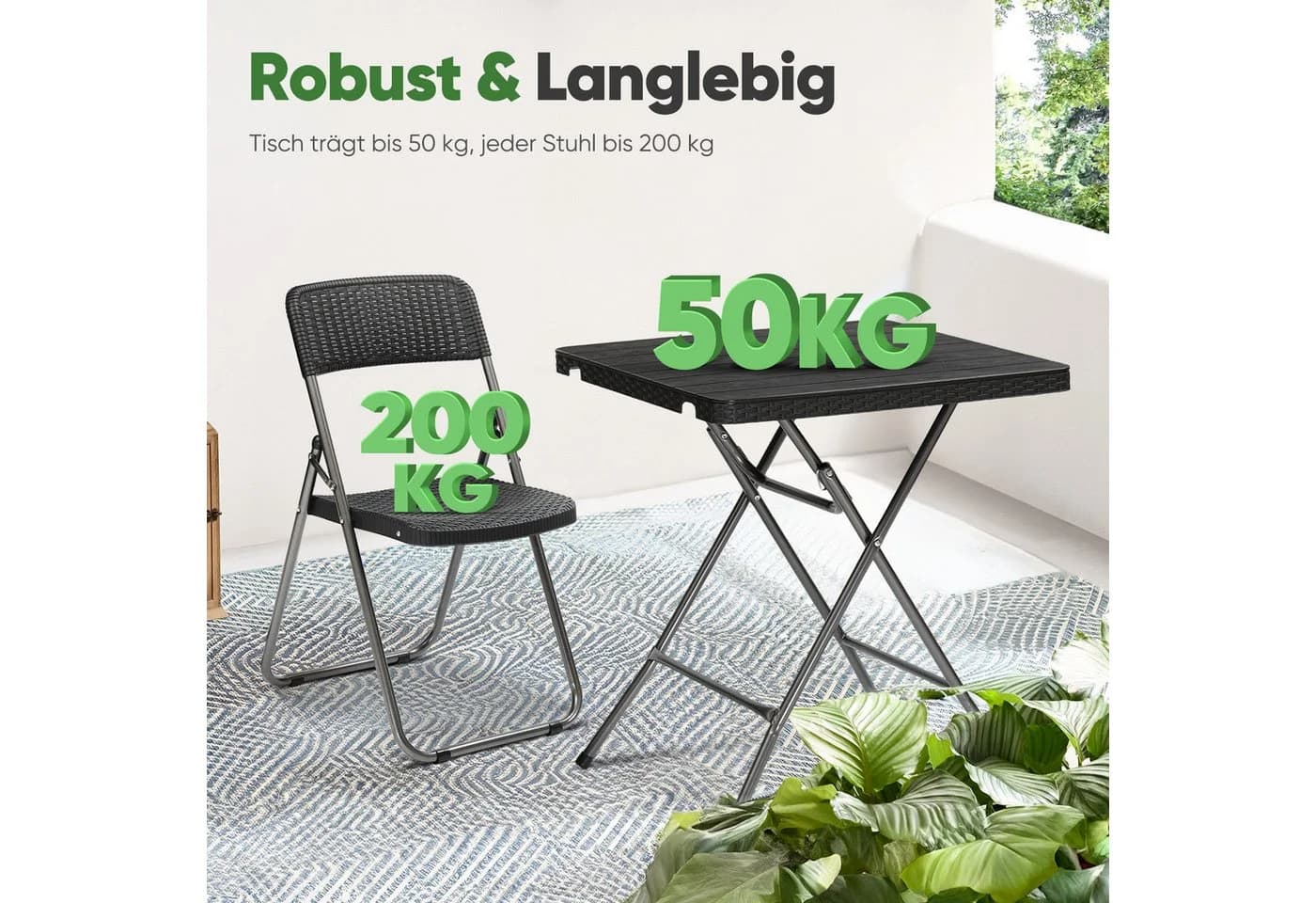 Sekey Balkonset 3-tlg. Polyrattan Schwarz