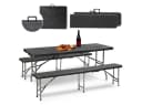 Sekey Bierzeltgarnitur 3-teilig Klappbar 180cm Gartenmöbel Holz & Rattan-Optik Bild 2