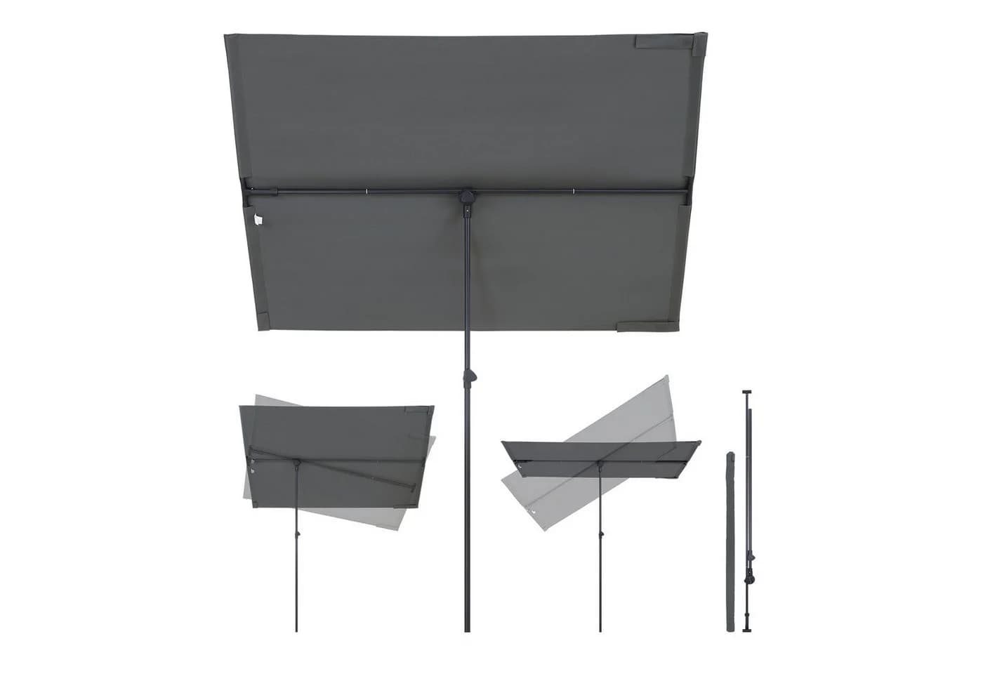 Sekey Sonnenschirm 180x130 cm Grau UV50+ Balkonschirm - Bild 2