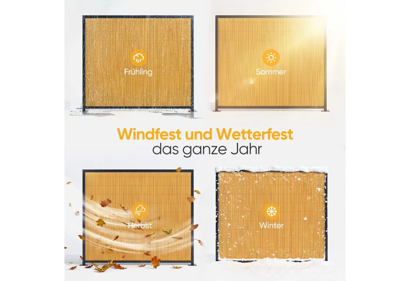Sekey Sichtschutzmatte Balkon Wetterfest UV-beständig Natur-Optik - Bild 5