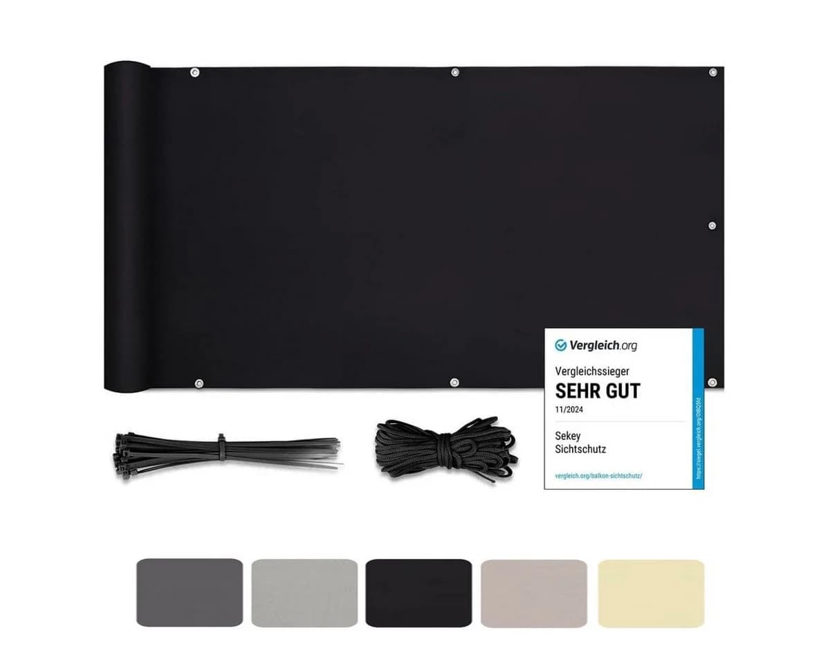 Balkonbespannung Schwarz 300x75cm - Bild 2
