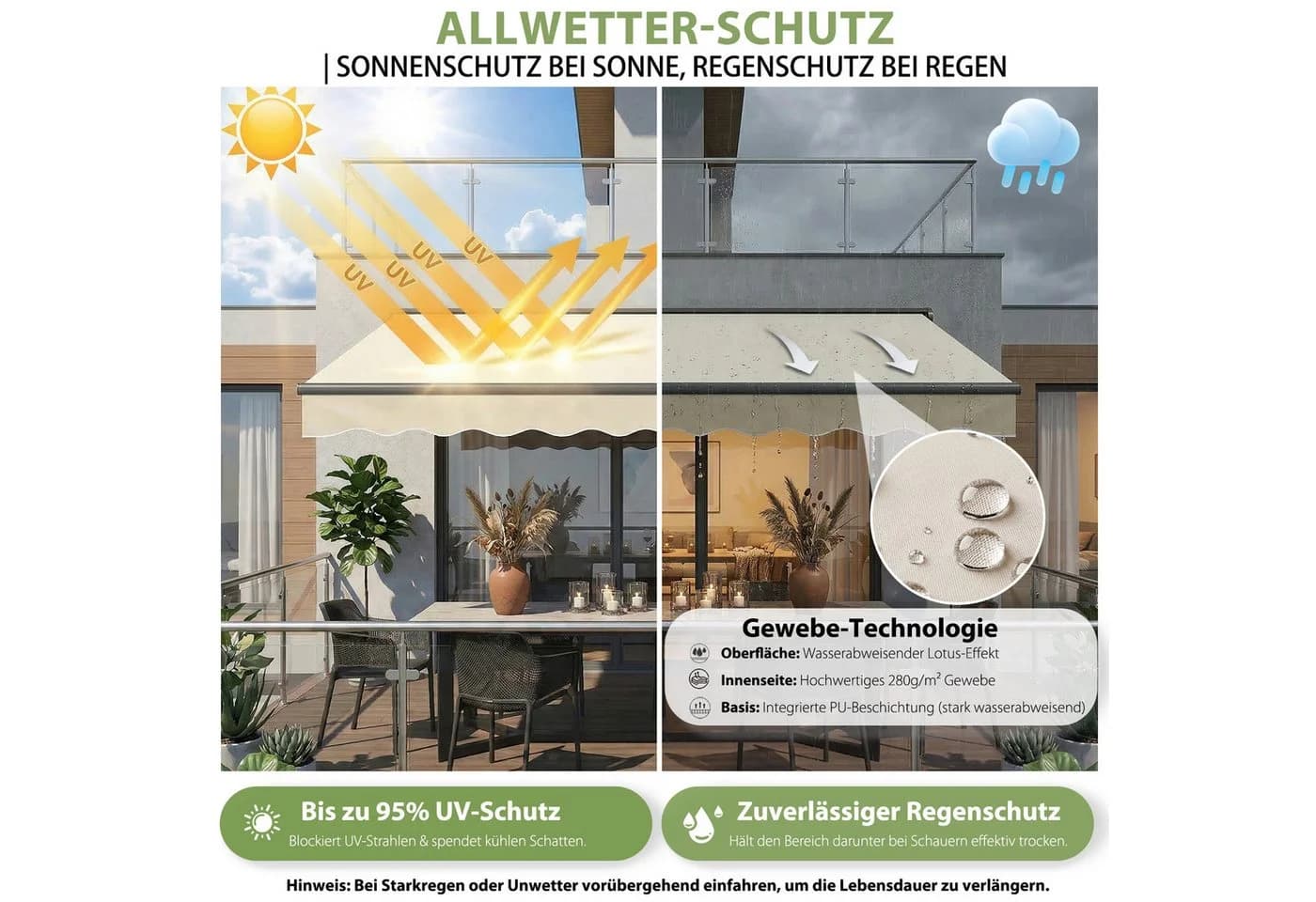 Sekey Gelenkarmmarkise Beige Aluminium Handkurbel - Bild 5