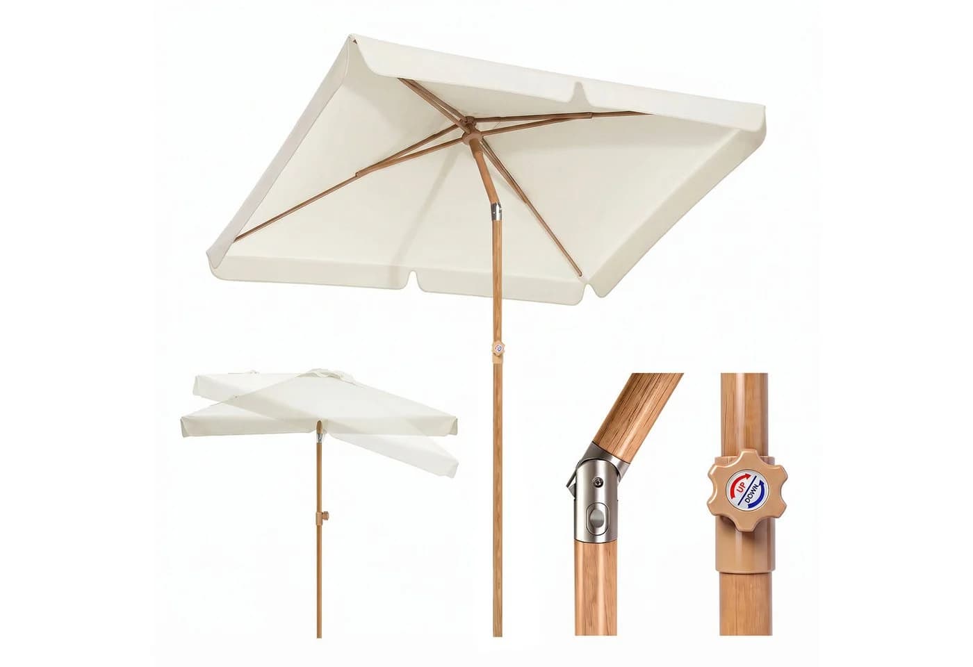 Sekey Balkonschirm Rechteckig Grau Beige UV50+ Holzoptik - Bild 2