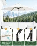 Sekey Sonnenschirm 200 cm Knickbar mit Kurbel UV 50+ Creme Bild 1