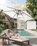 Sekey Sonnenschirm 200 cm Knickbar mit Kurbel UV 50+ Creme Bild 4