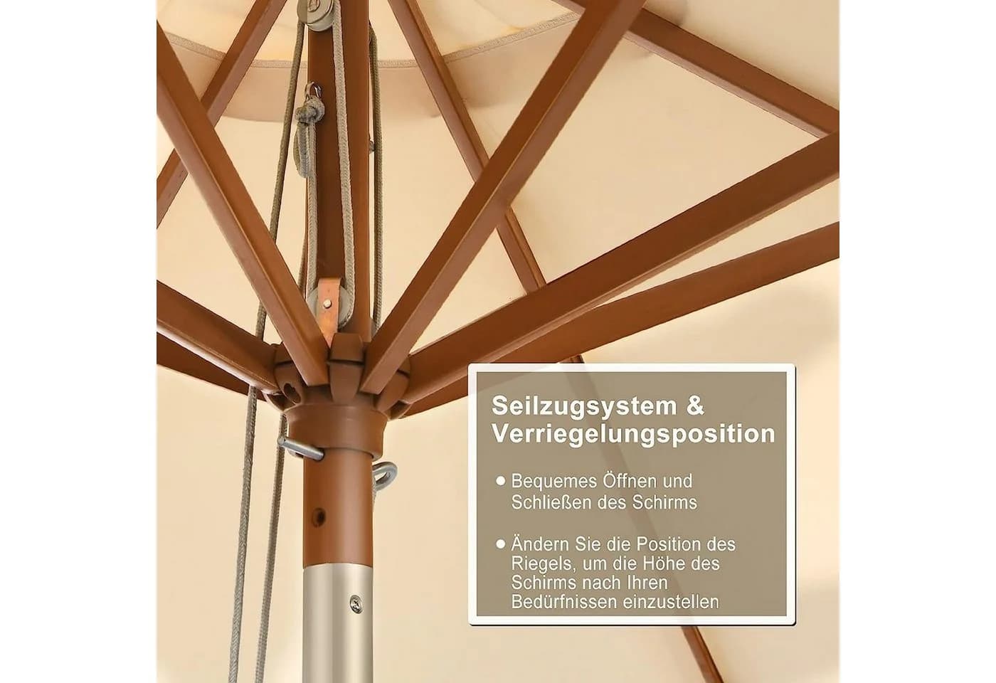 KOMFOTTEU Sonnenschirm Beige 270cm mit Neigefunktion - Bild 4