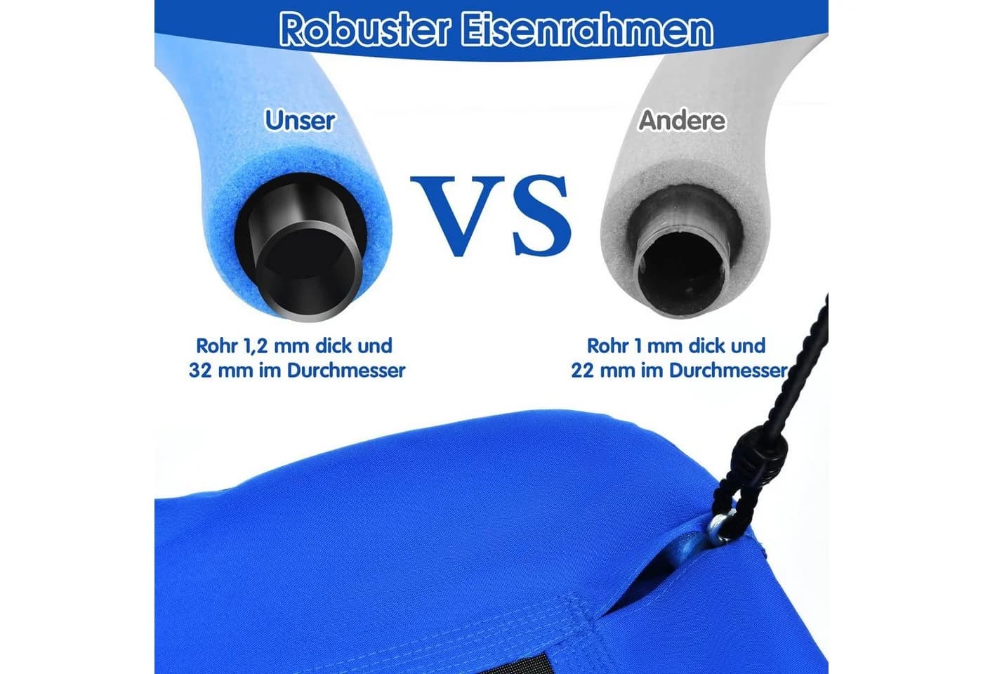 COSTWAY Nestschaukel Hängeschaukel Blau mit verstellbaren Seilen - Bild 4