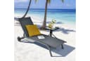 COSTWAY Gartenliege Sonnenliege Grau mit Rollen 6-fach verstellbar Bild 1