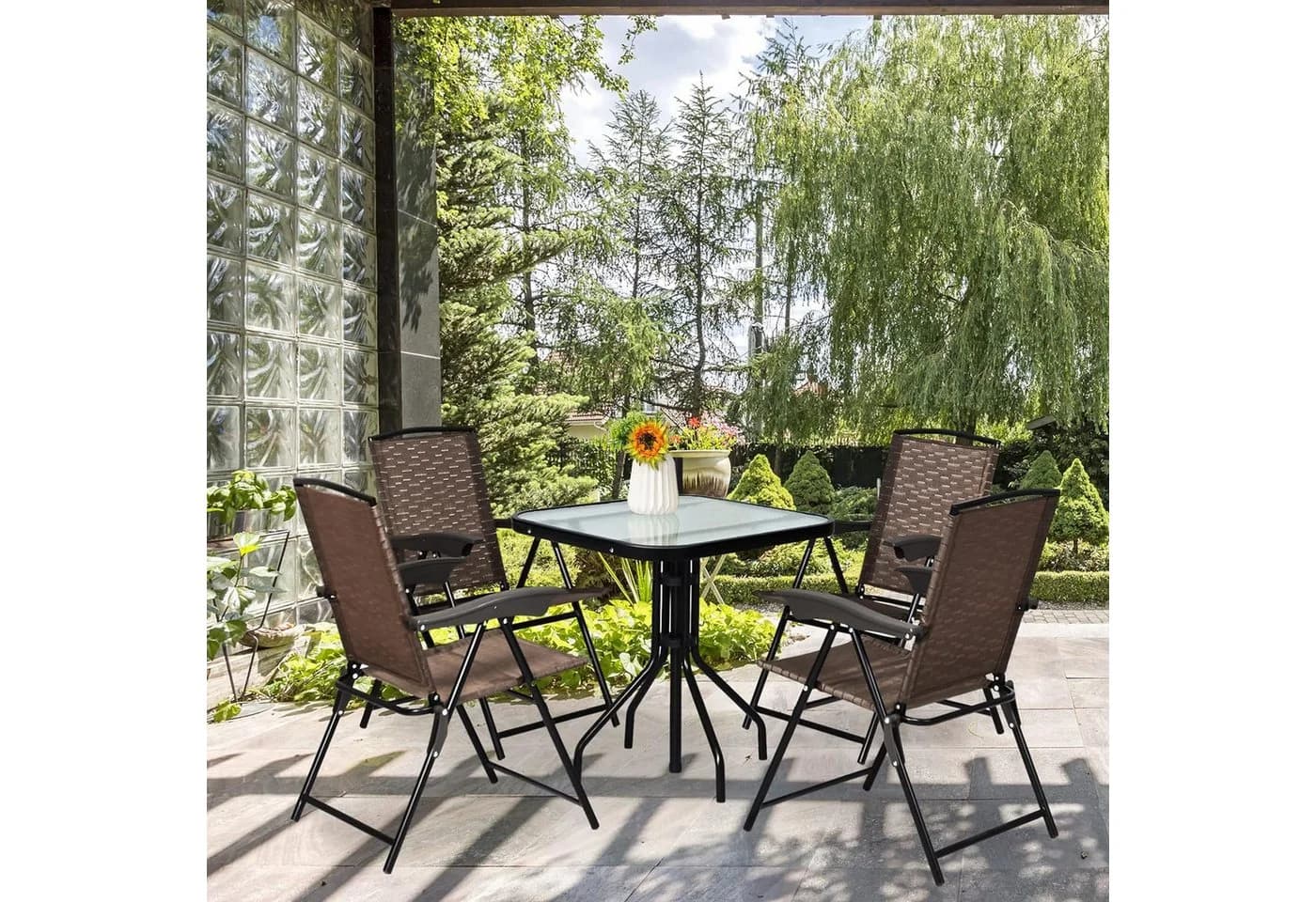 KOMFOTTEU Klappstuhl Terrassenstühle 4er Set mit verstellbarer Rückenlehne - Bild 4