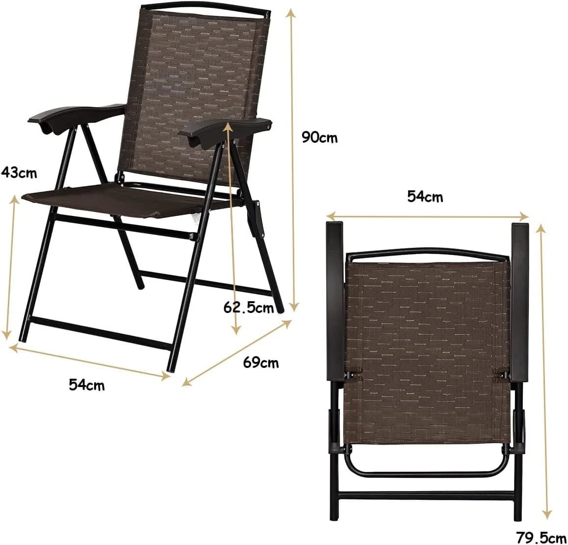 KOMFOTTEU Klappstuhl Terrassenstühle 4er Set mit verstellbarer Rückenlehne - Bild 5