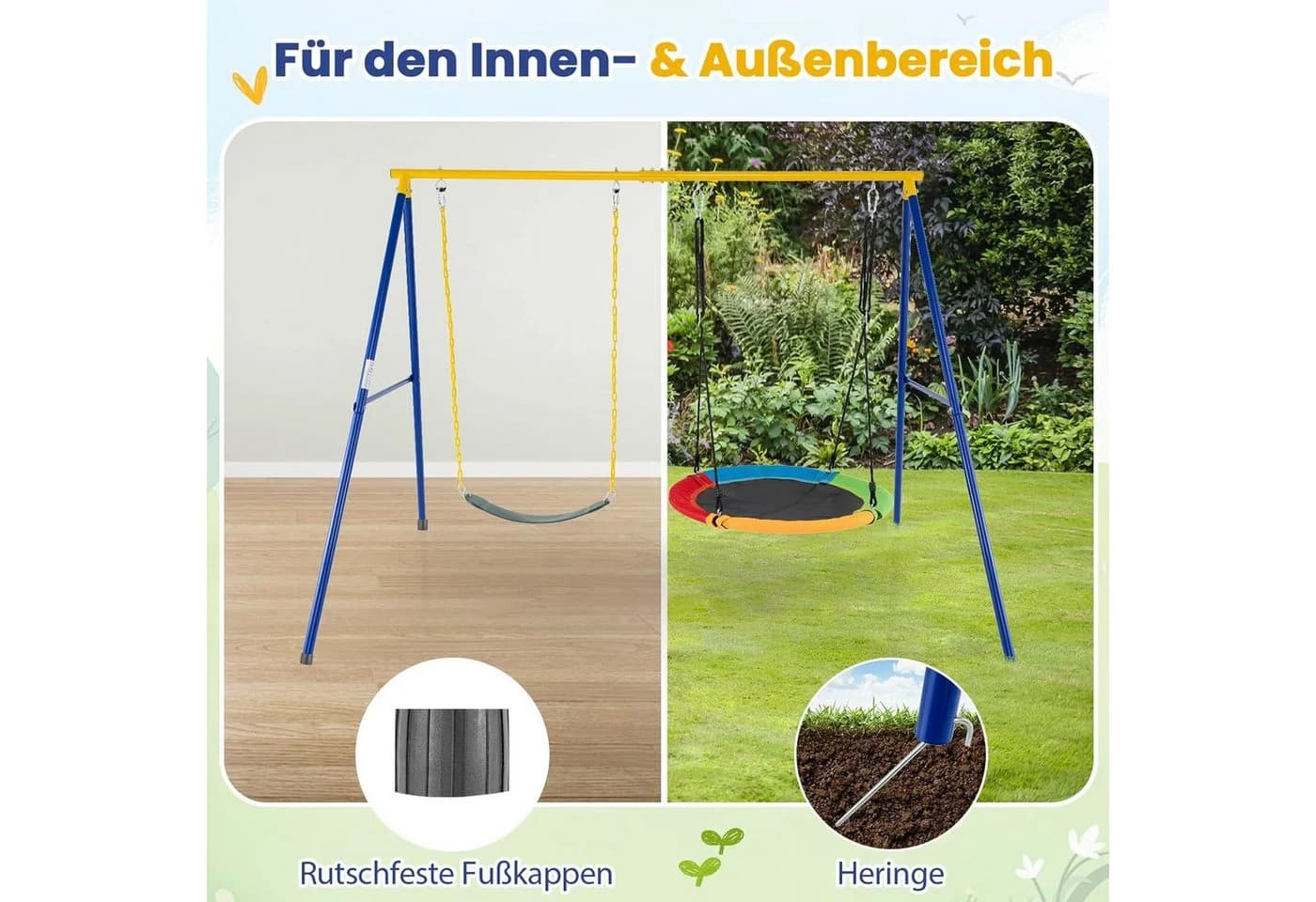 KOMFOTTEU Doppelschaukel Kinderschaukel Stahl - Bild 3