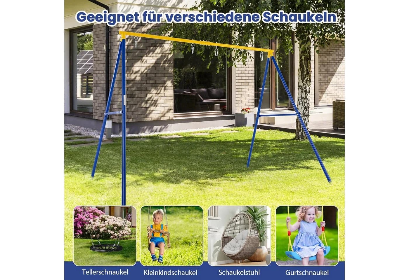 KOMFOTTEU Doppelschaukel Kinderschaukel Stahl - Bild 5