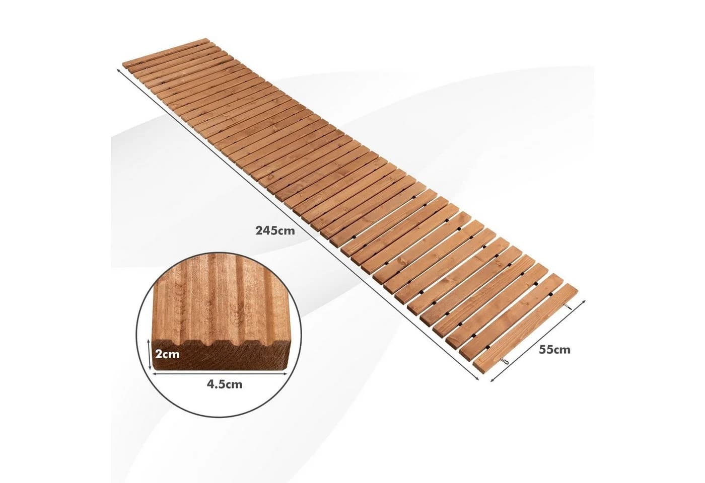 COSTWAY Holzfliesen Rollweg 245 cm ausrollbar aus Holz